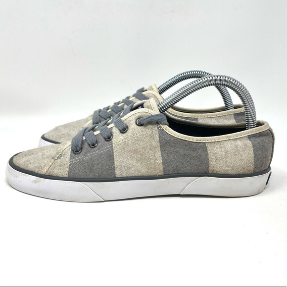 Sperry Pier View Striped Wool‎ Lace Up Sneakers Gray Cream Womens 9 - Picture 4 of 8